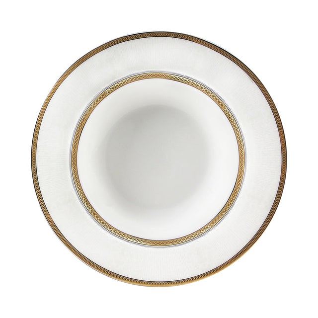 Premium New Bone Plates, 9" Soup Plate, RF11052 | Round Shape Plate with Elegant Golden Border | Ideal for Soup, Desserts, Ice Cream, Dinner, Lunch, Breakfast, Parties & More White