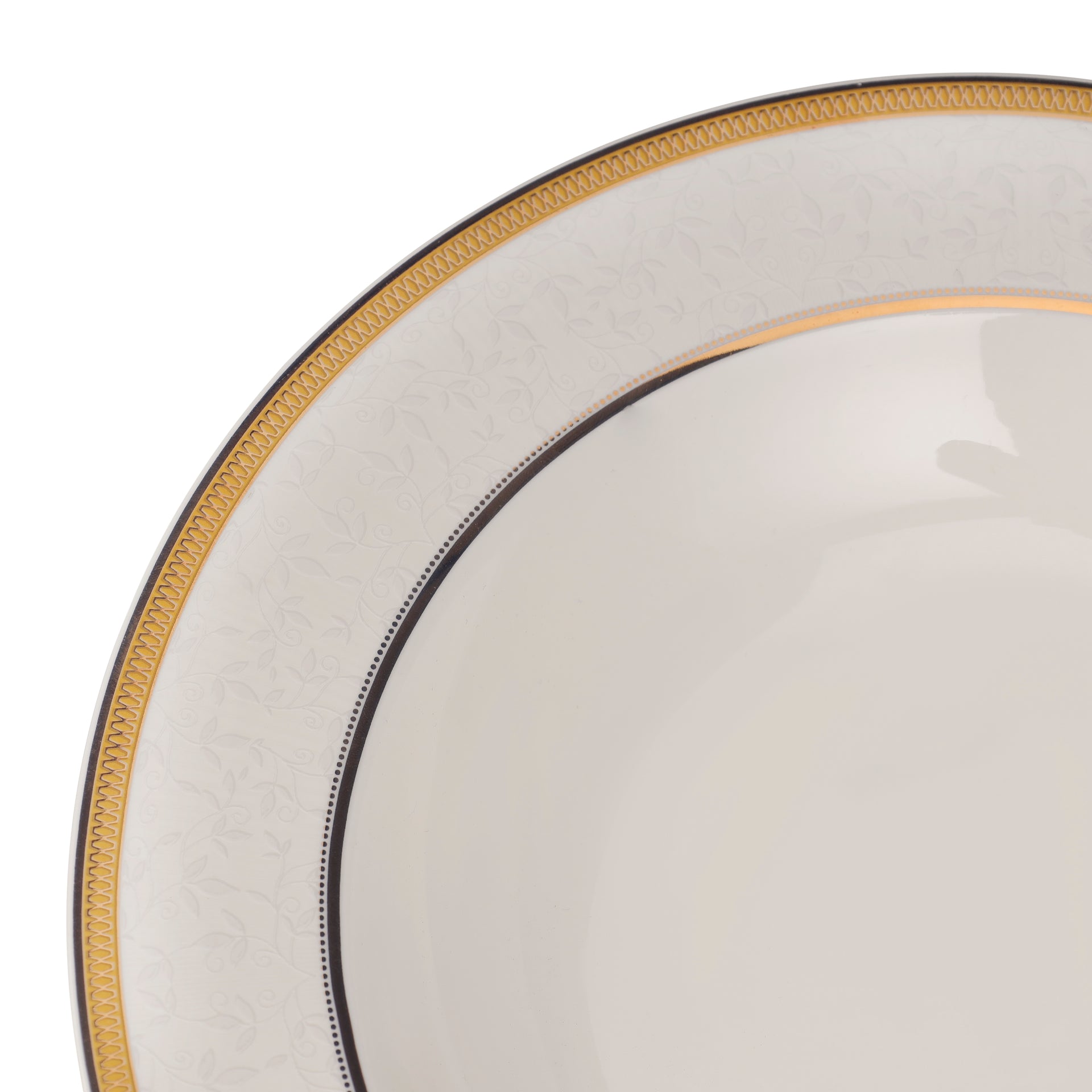 Premium New Bone Plates, 9" Soup Plate, RF11052 | Round Shape Plate with Elegant Golden Border | Ideal for Soup, Desserts, Ice Cream, Dinner, Lunch, Breakfast, Parties & More White