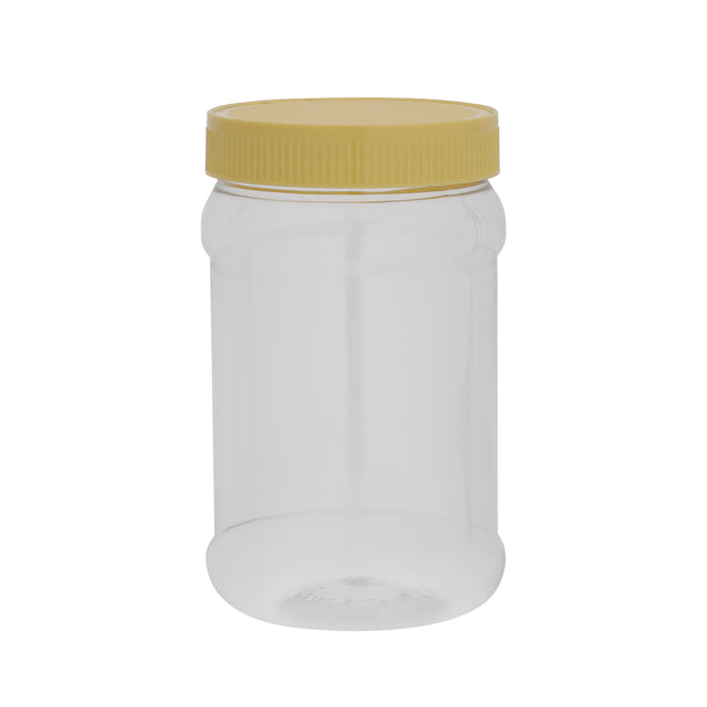 Round Air-Tight Pet Jar 500ml Plastic Container RF11095 Keeps Your Food Fresh Portable and Lightweight Healthier Choice BPA and Odour Free Leak-Proof Clear With Cream Lid 500ml