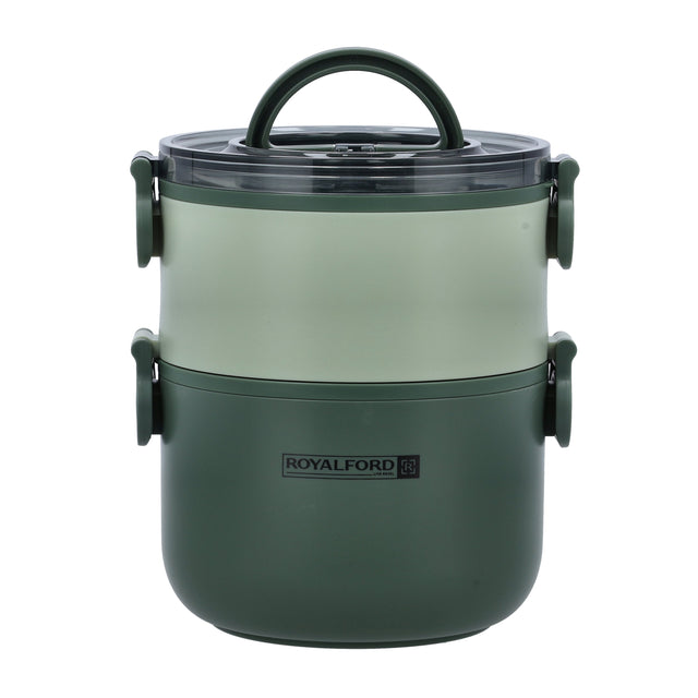 Double Layer Round Lunch Box Stainless Steel Inner Pink 1600ml