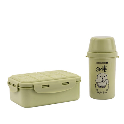 Lunch Box & Water Bottle Set with Cutlery – RF11124 | 750ml Lunch Box & 450ml Water Bottle | Leak-Proof Plastic Tiffin Set for Kids | Food-Grade | Freezer & Dishwasher Safe