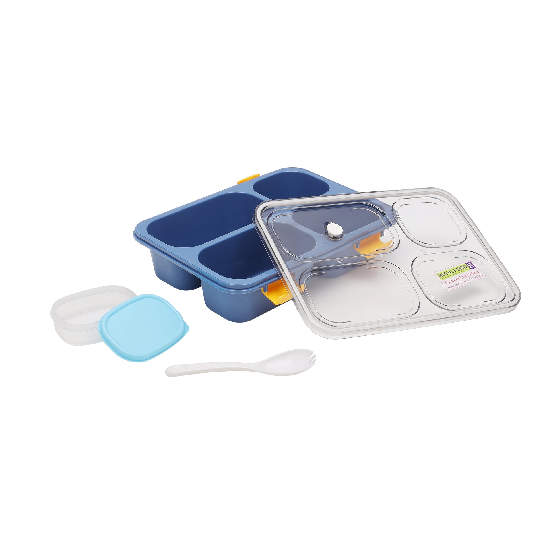 Lunch Box With Cutlery And Lid Blue 1250ml
