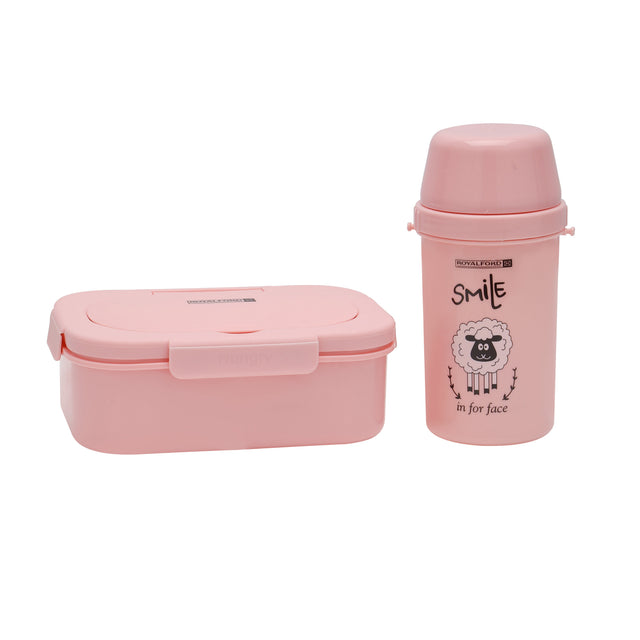 Lunch Box With Water Bottle 450ML And Cutlery Pink 750ml