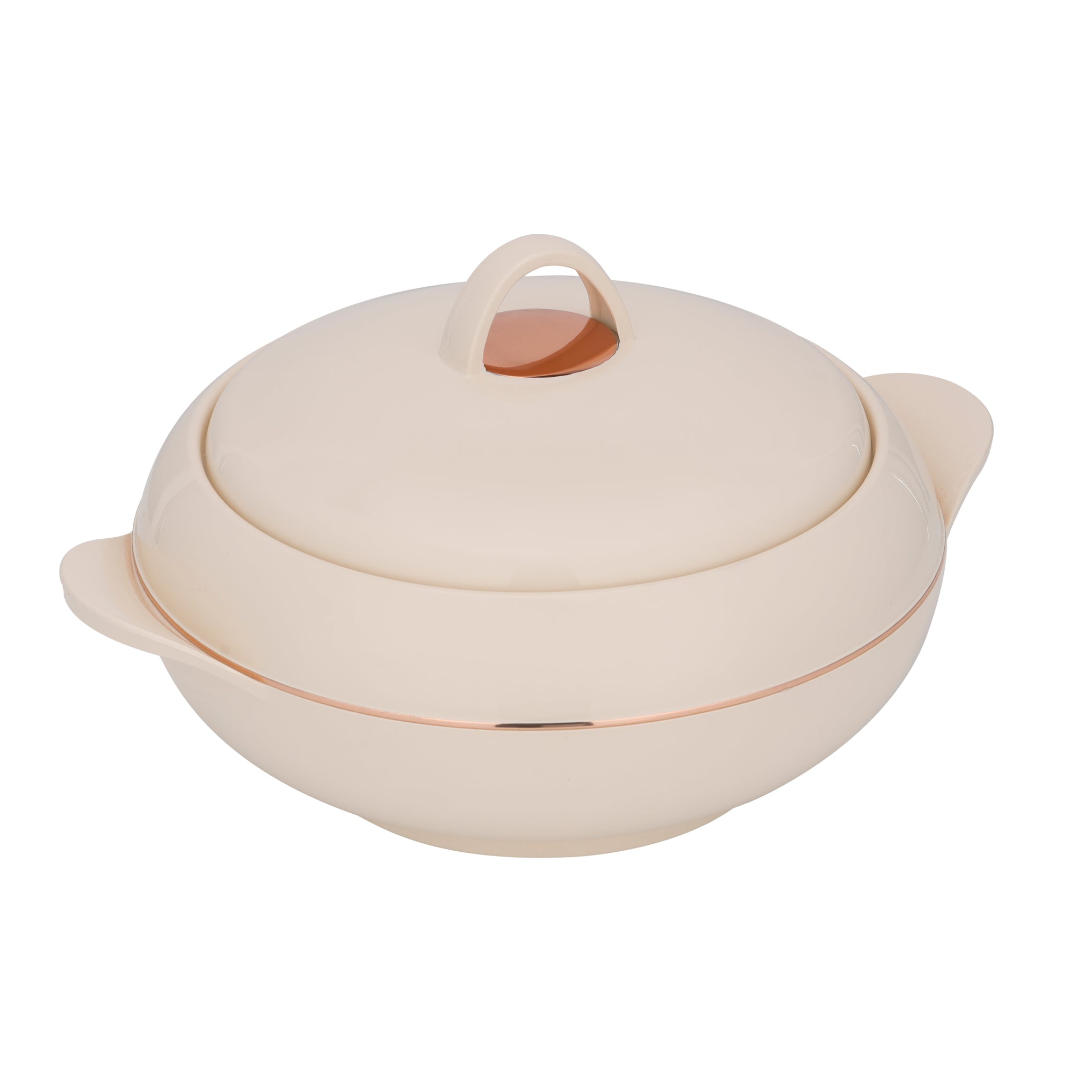 Double Wall Insulated Casserole Firm Twist Lock Strong Handles Beige/Copper
