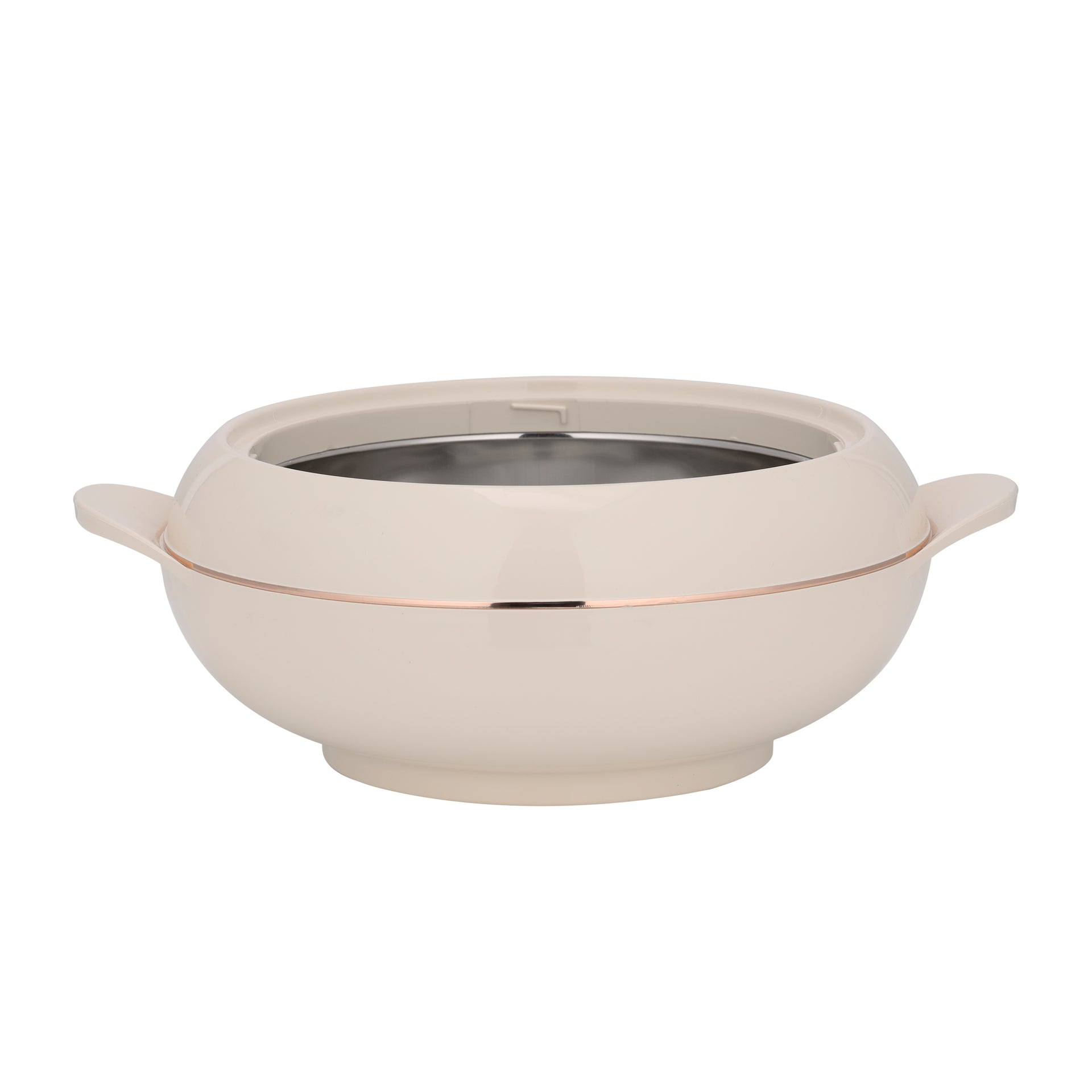 Double Wall Insulated Casserole Firm Twist Lock Strong Handles Beige/Copper