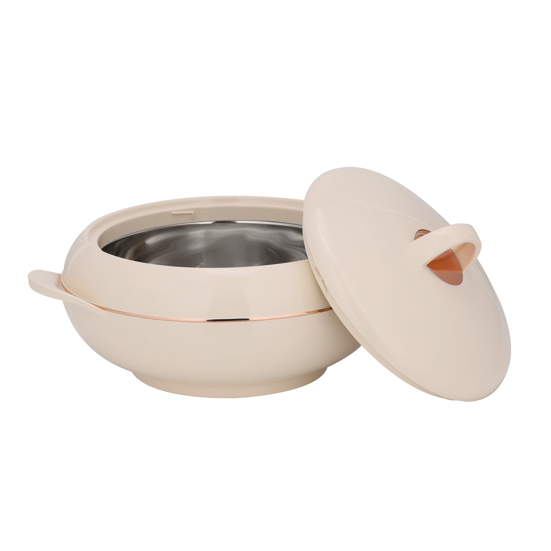 Double Wall Insulated Casserole Firm Twist Lock Strong Handles Beige/Copper