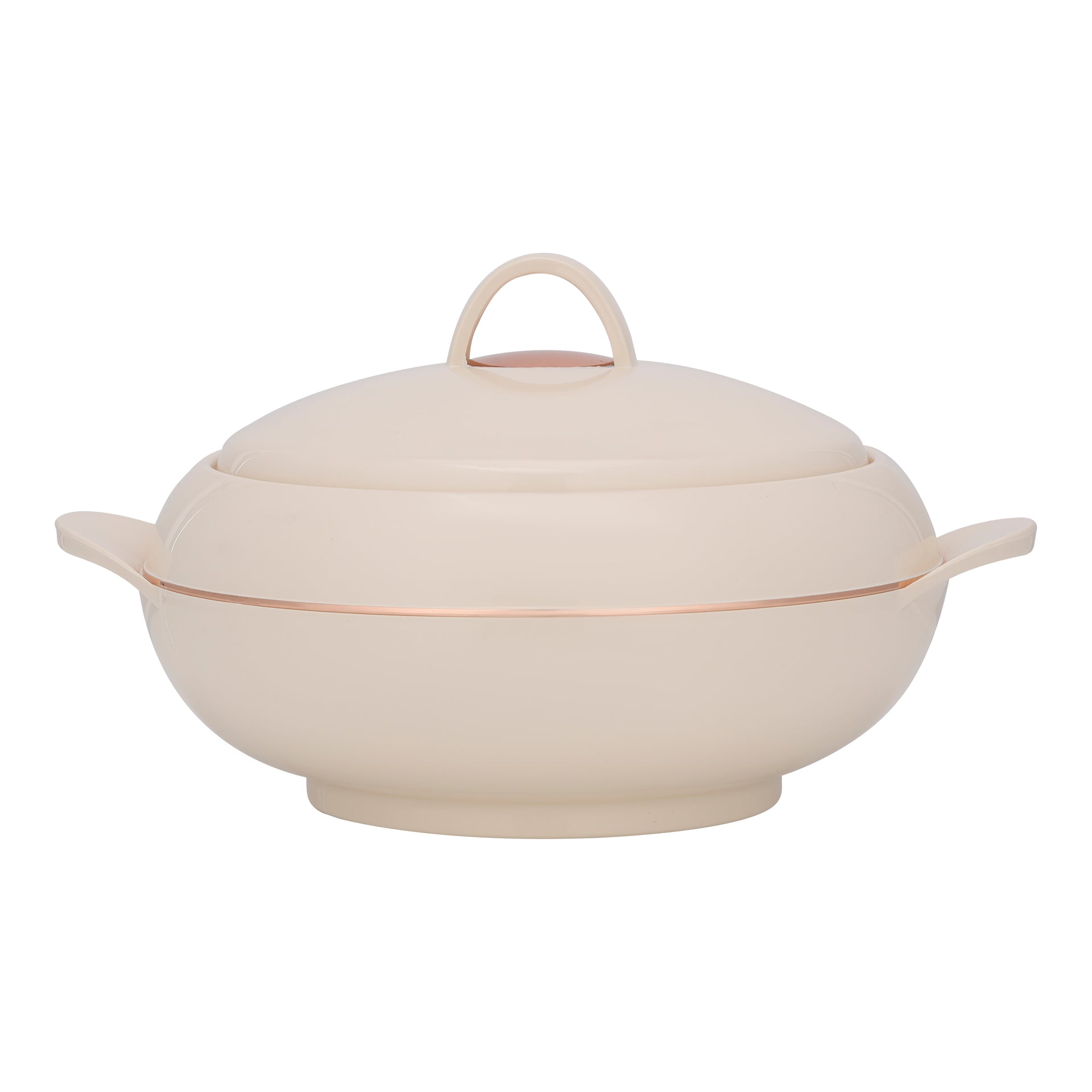 Double Wall Insulated Casserole Firm Twist Lock Strong Handles Beige/Copper