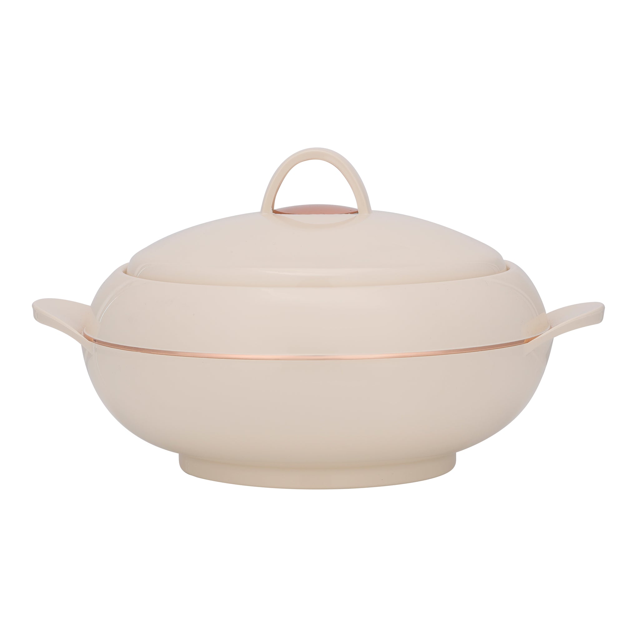 Double Wall Insulated Casserole Firm Twist Lock Strong Handles Beige/Copper