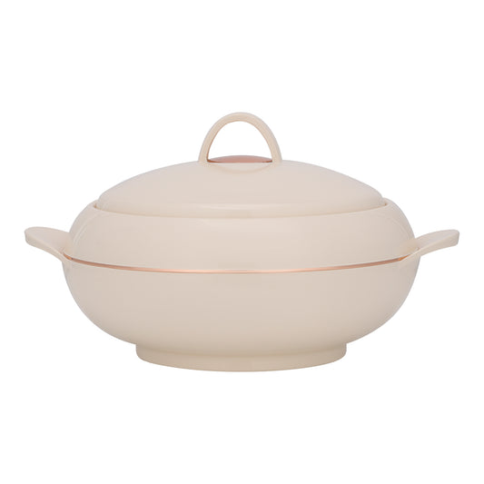 Double Wall Insulated Casserole Firm Twist Lock Strong Handles Beige/Copper