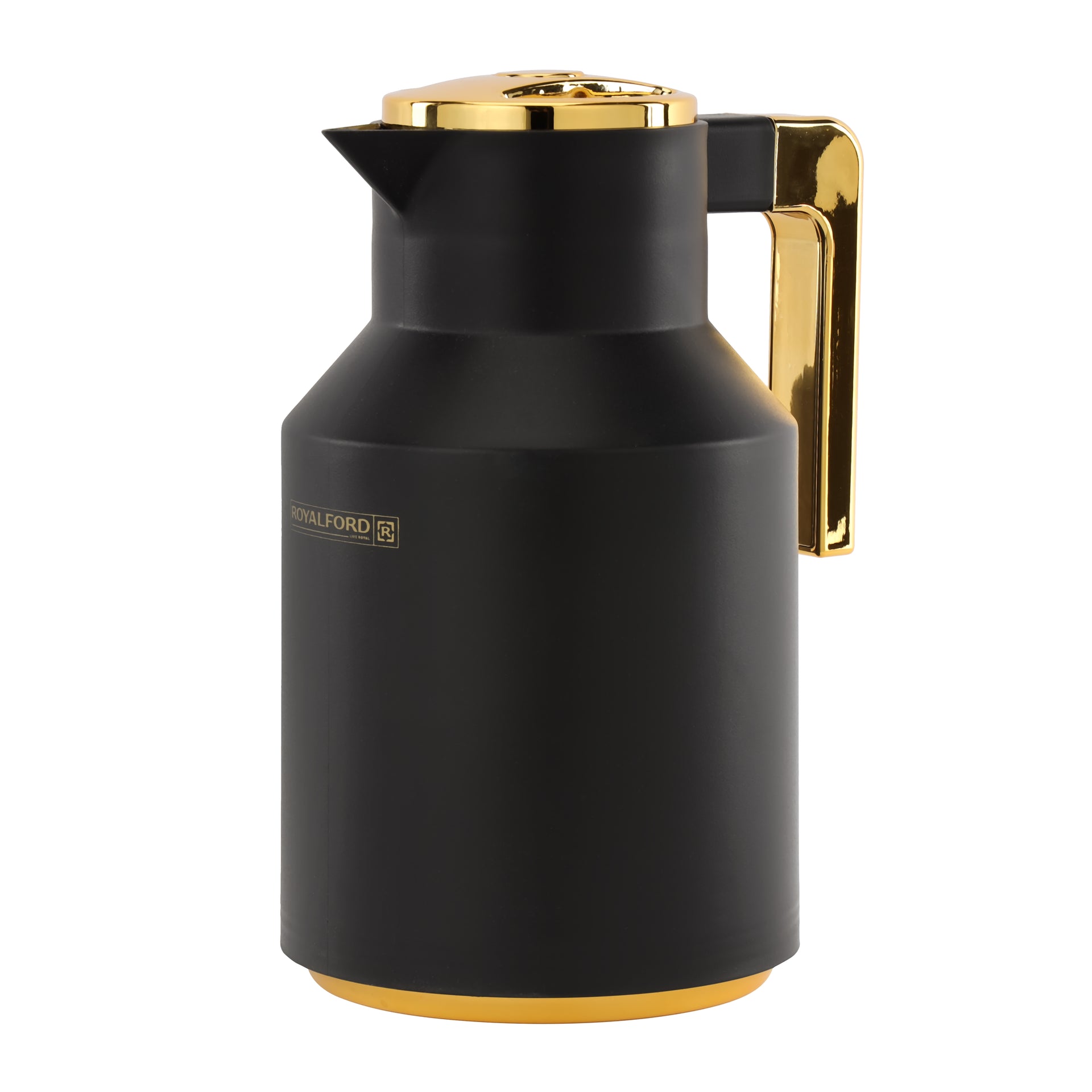 Royalford Aaira 1L Double Wall Vacuum Flask | PP outer body | Glass Inner | Keeps Your Drinks Hot or Cold| Leak-Proof and Portable Design| Suitable for Indoor and Outdoor Use Black