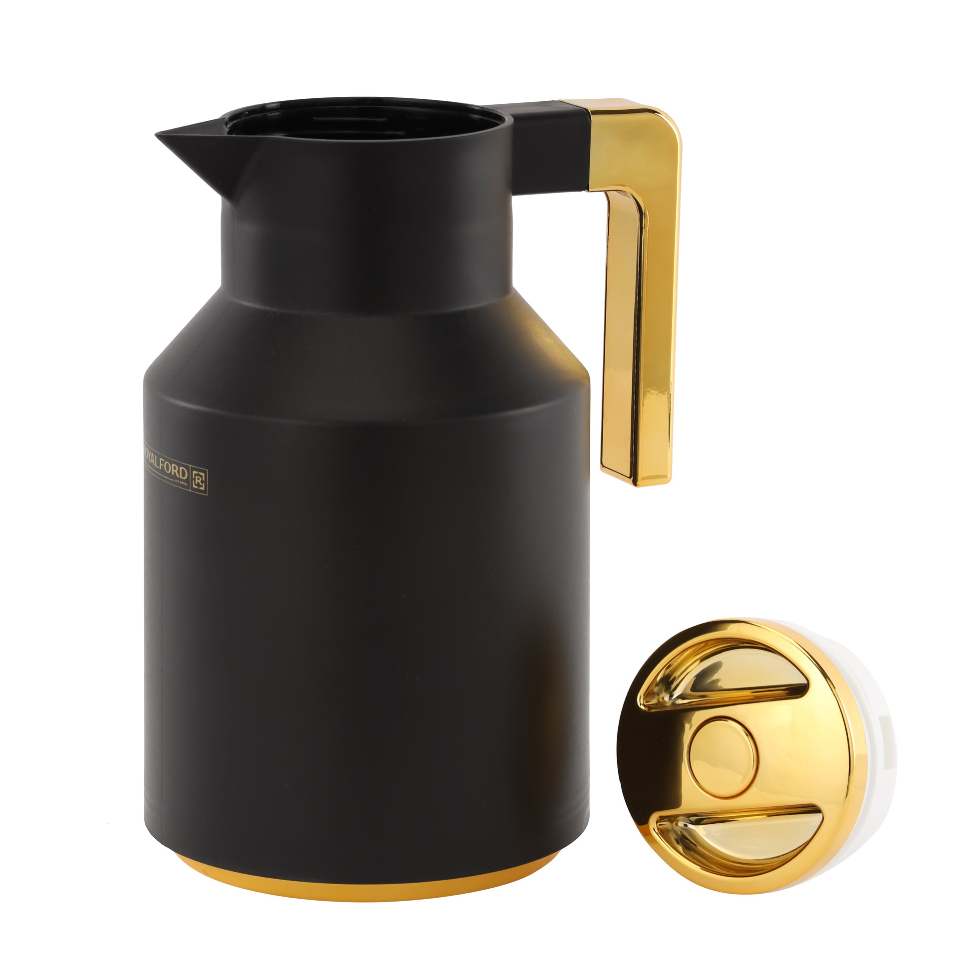 Royalford Aaira 1L Double Wall Vacuum Flask | PP outer body | Glass Inner | Keeps Your Drinks Hot or Cold| Leak-Proof and Portable Design| Suitable for Indoor and Outdoor Use Black