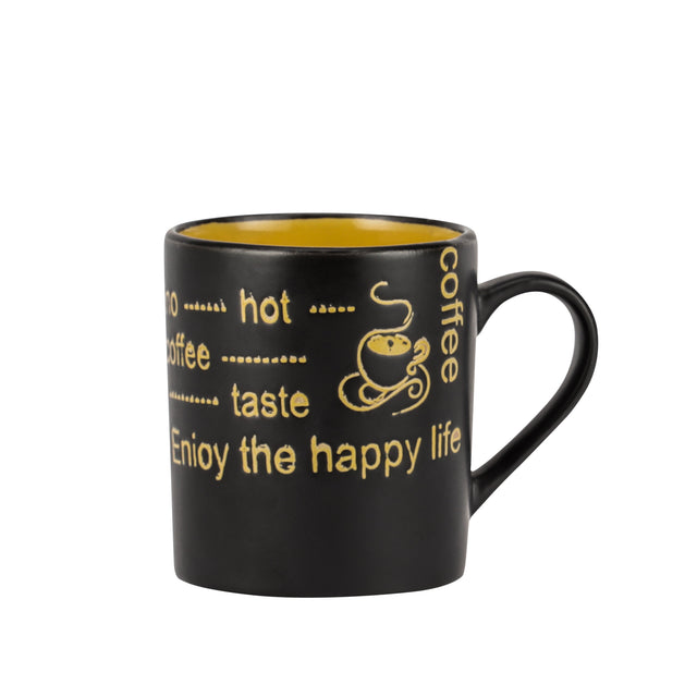 Royalford 11oz Stoneware Mug- RF11171 Perfect for Hot and Cold Drinks Food-Grade, Non-Toxic and Safe to Use Stylish, Durable and Long-Lasting Design Premium-Quality Black and Yellow