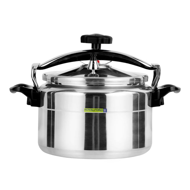 Aluminum Pressure Cooker 7L – Multi-Safety Device, Unique Pressure Indicator, Durable Aluminium Alloy with Firm Handles, Gas, Ceramic & Halogen Compatible Cookware, Silver Finish Silver/Black 7Liters