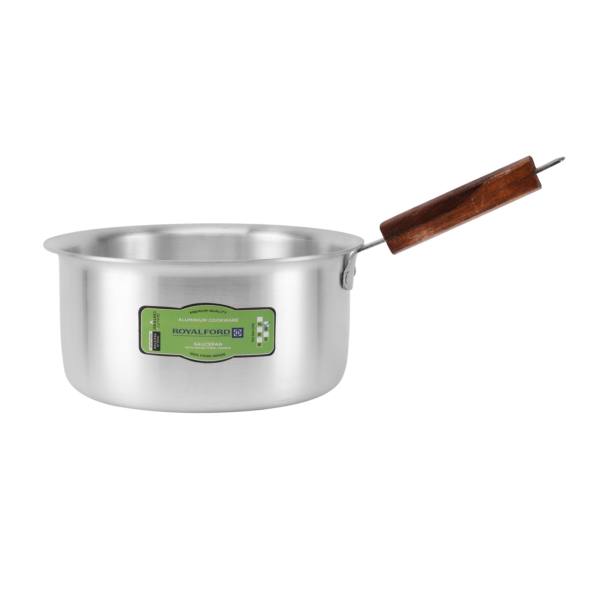 Royalford 10-Piece Aluminium Saucepan Set- RF11206| Saucepan with Lid| Premium-Quality Aluminium Saucepan with Wooden Handle Aluminium