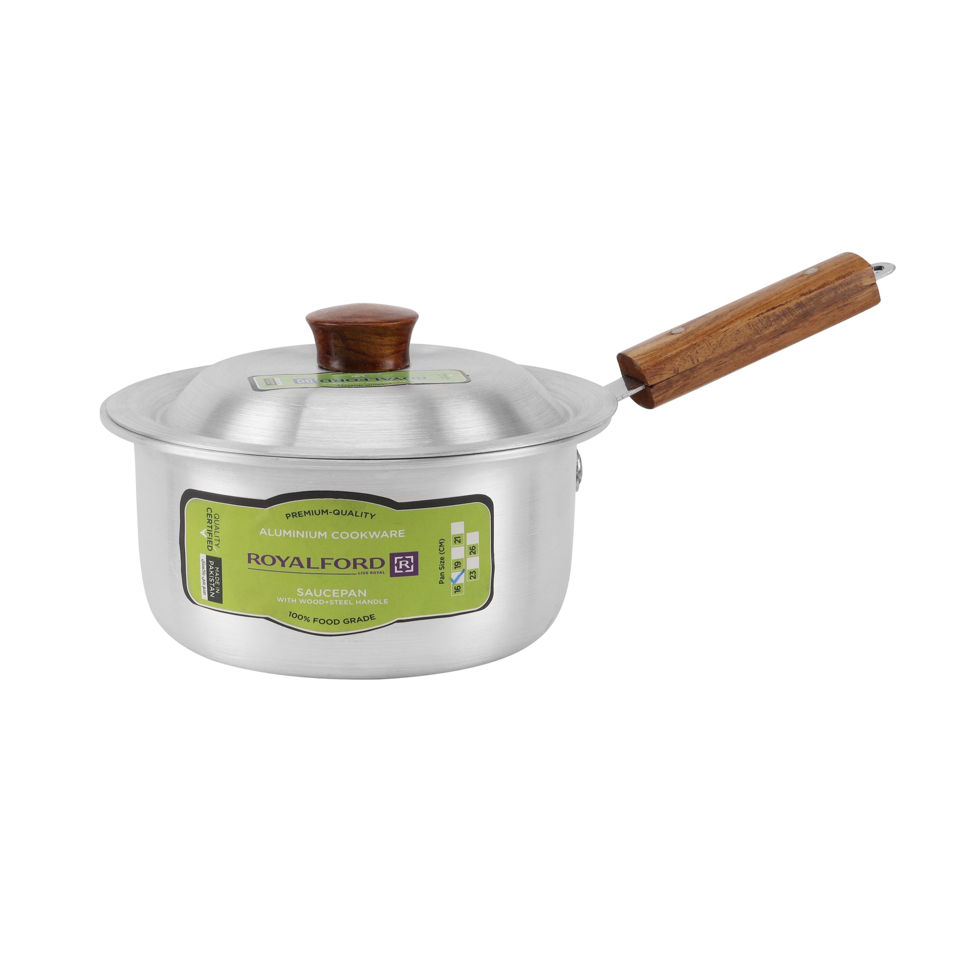 Royalford 10-Piece Aluminium Saucepan Set- RF11206| Saucepan with Lid| Premium-Quality Aluminium Saucepan with Wooden Handle Aluminium