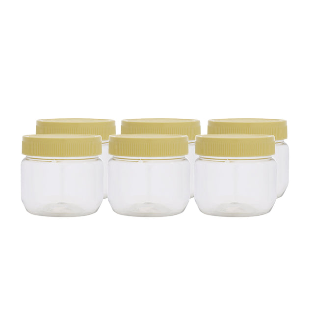 250Ml Rnd Pet Jar With Cap Airtight Transparent Assorted Color Caps Sets Assorted Colors