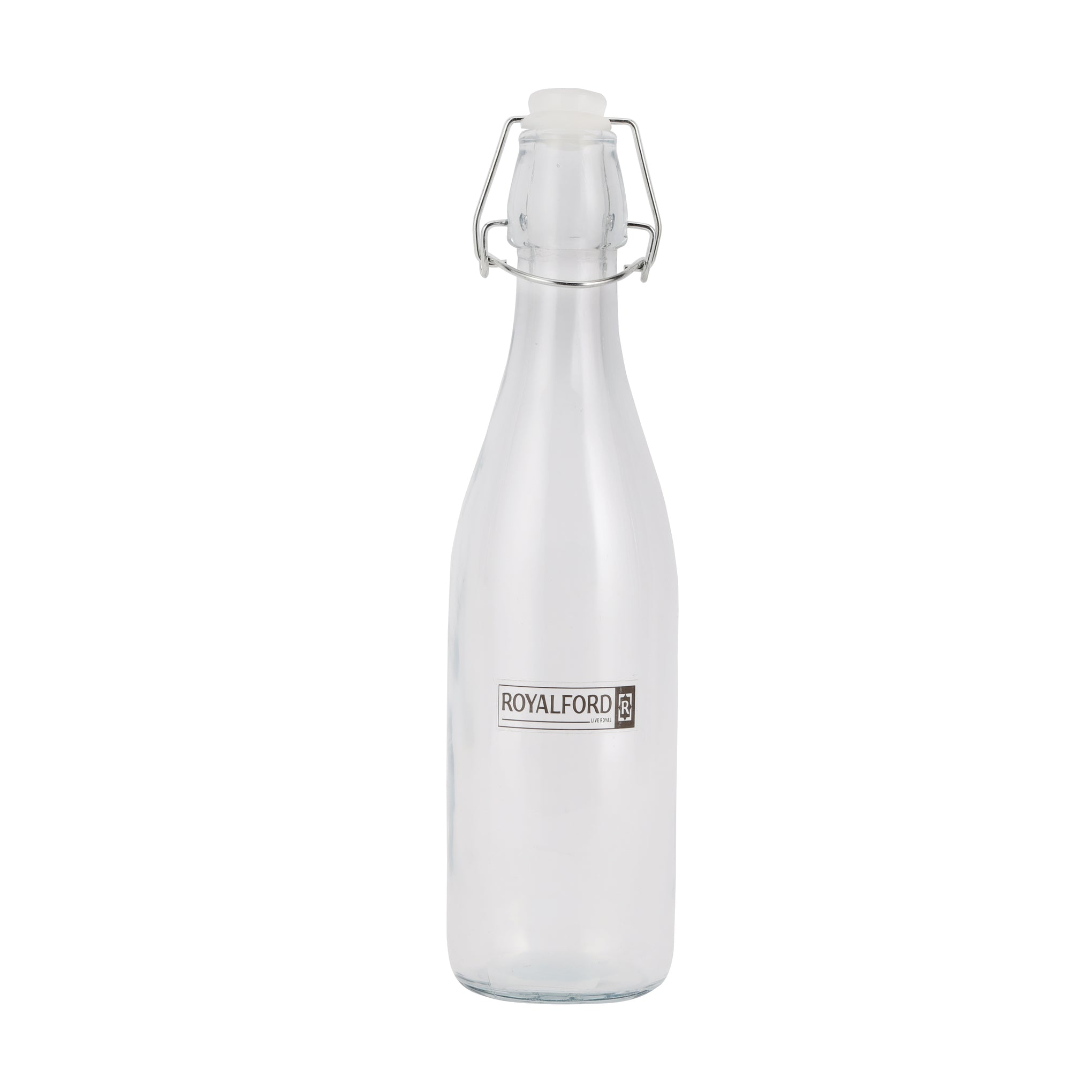 Royalford Glass Bottle|RF11234|500 ML| Transparent Borosilicate Glass Bottle| Perfect for Storing Beverages, Water, Oil, Vinegar Clear
