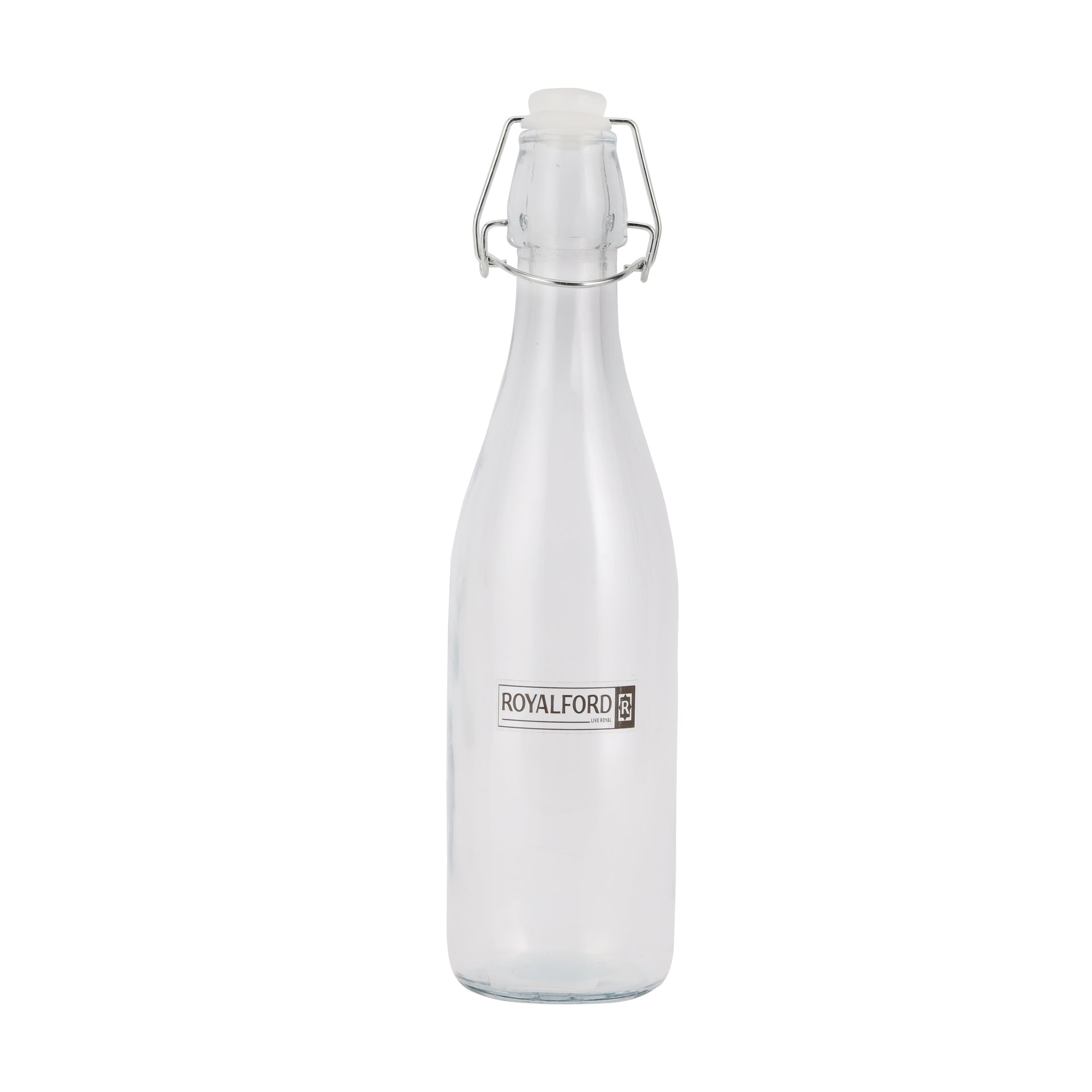 Royalford Glass Bottle|RF11234|500 ML| Transparent Borosilicate Glass Bottle| Perfect for Storing Beverages, Water, Oil, Vinegar Clear