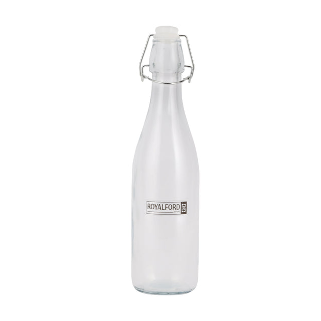 Royalford Glass Bottle|RF11234|500 ML| Transparent Borosilicate Glass Bottle| Perfect for Storing Beverages, Water, Oil, Vinegar Clear