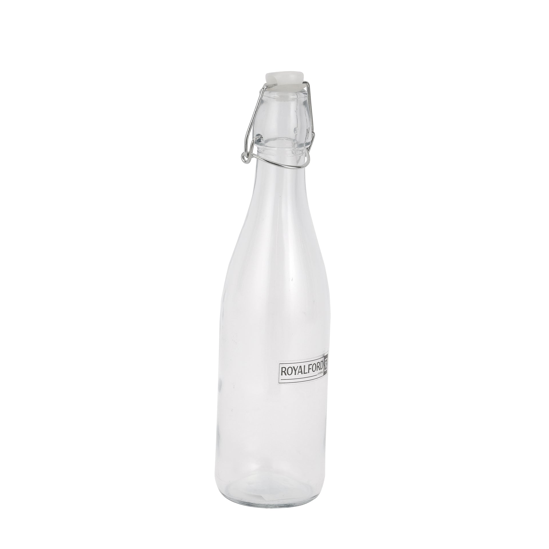 Royalford Glass Bottle|RF11234|500 ML| Transparent Borosilicate Glass Bottle| Perfect for Storing Beverages, Water, Oil, Vinegar Clear