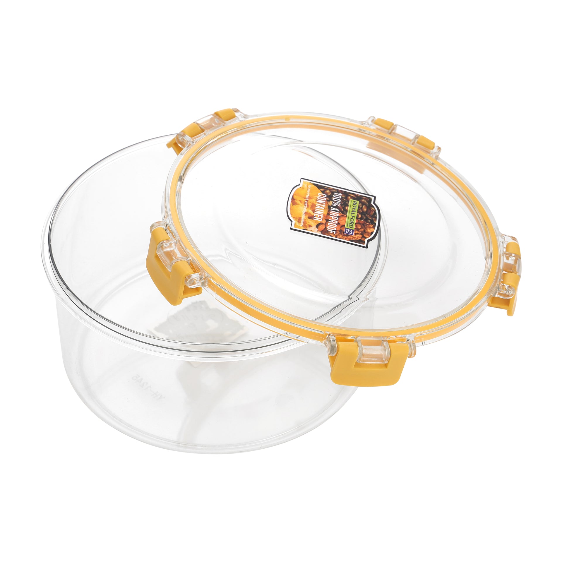 Royalford 550 ML Round Airtight Container With A Lid-RF11254 Plastic Container With A Silicone Sealing Ring Fitted Lid Transparent TRANSPARENT