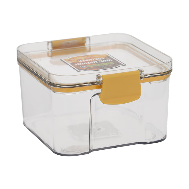 Royalford 460 ML Square Airtight Container With A Lid-RF11257 Plastic Container With A Silicone Sealing Ring Fitted Lid Transparent Storage Container, Yellow