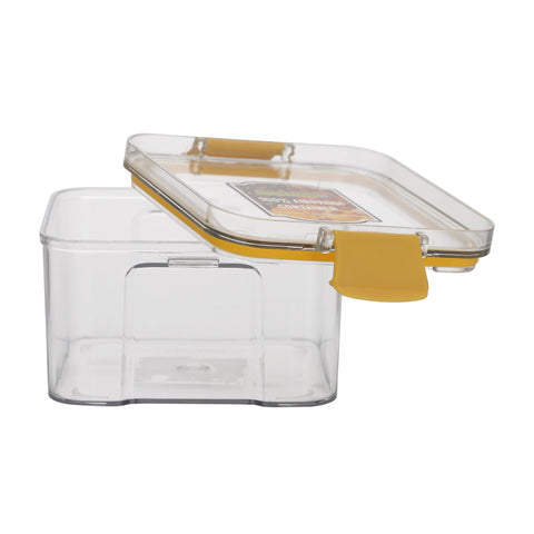 Royalford 460 ML Square Airtight Container With A Lid-RF11257 Plastic Container With A Silicone Sealing Ring Fitted Lid Transparent Storage Container, Yellow