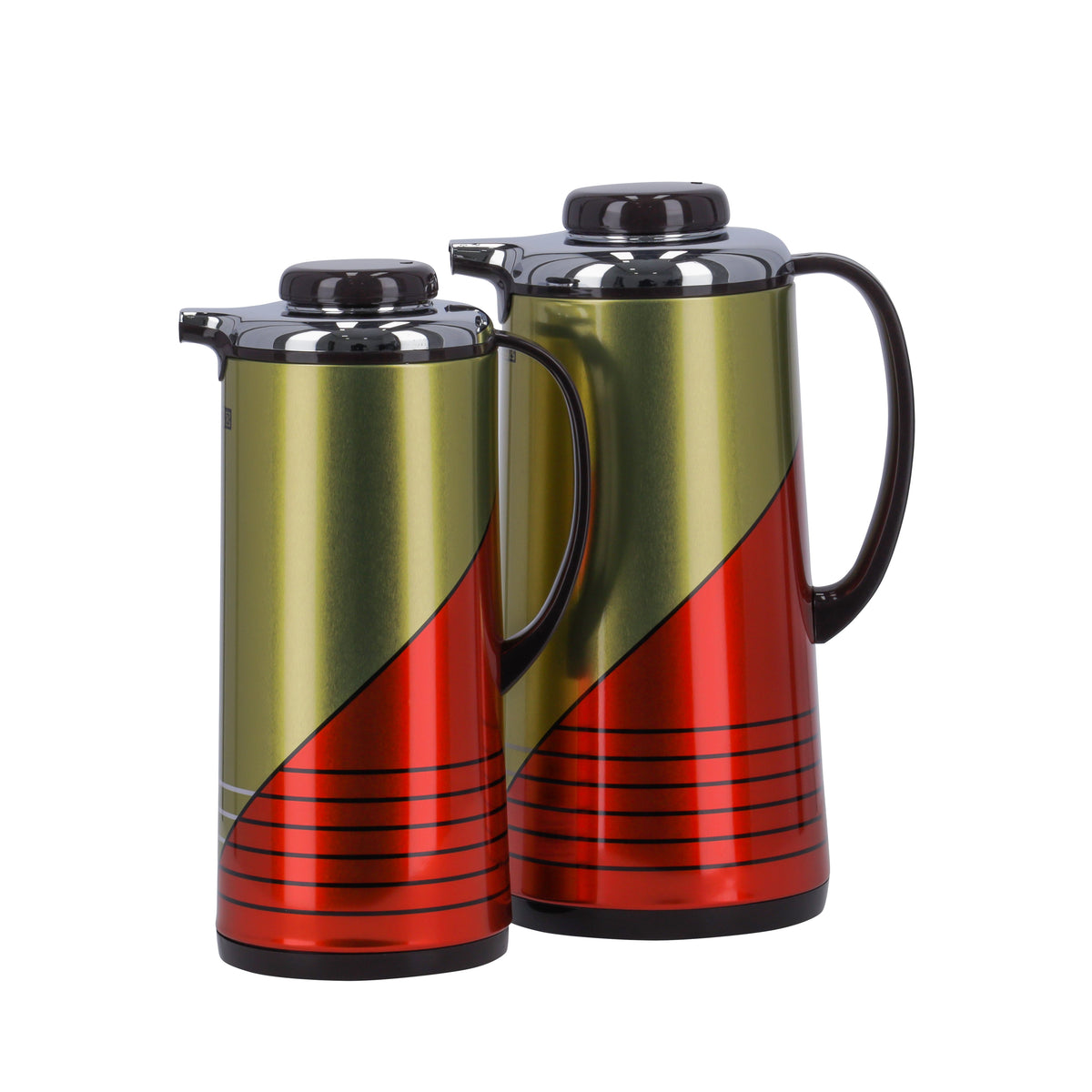 Royalford Pack of 2 Double Wall Vacuum Flask Set- RF11367 1900 ML and 1300 ML Flask with Asbestos Free Pink Glass Inner and Strong Iron Body Leak-Proof Multicolour