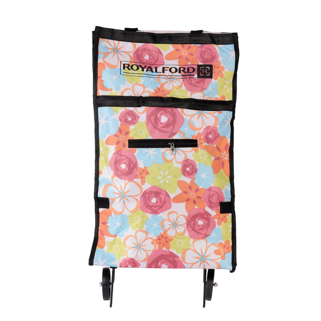 Royalford 30 L Foldable Shopping Trolley Bag- RF11373 Multi-Purpose Utility Trolley Bag With Handles And Wheels Durable, Portable And Perfect For Storing Things Multicolor, Multicolor