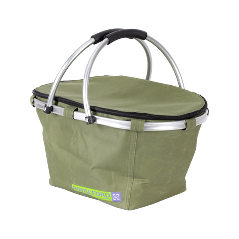 Royalford 26L Insulated Picnic And Grocery Basket- RF11377| Closed Multi-Purpose Utility Basket With Aluminum Handle| Break-Resistant, Light-Weight, Durable, Portable And Stylish Construction| Large Space Perfect For Storing Things| Green
