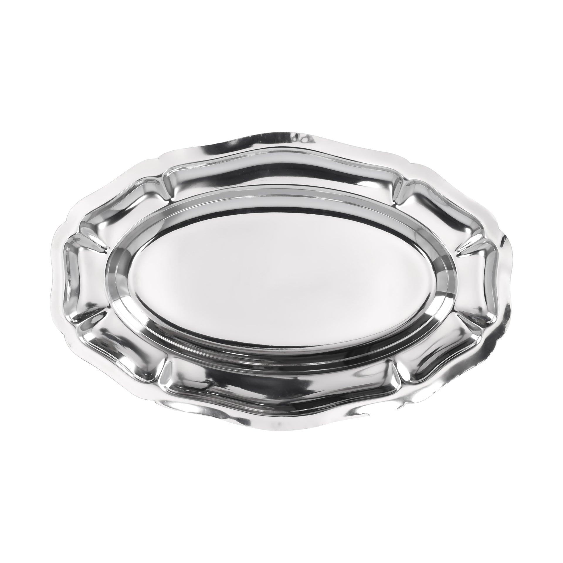 Premium-Quality Stainless Steel Light-Weight and Food-Grade Tray| Elegant Mirror-Finish Body and Durable Design| Perfect for Serving Food| Silver Silver 35cm
