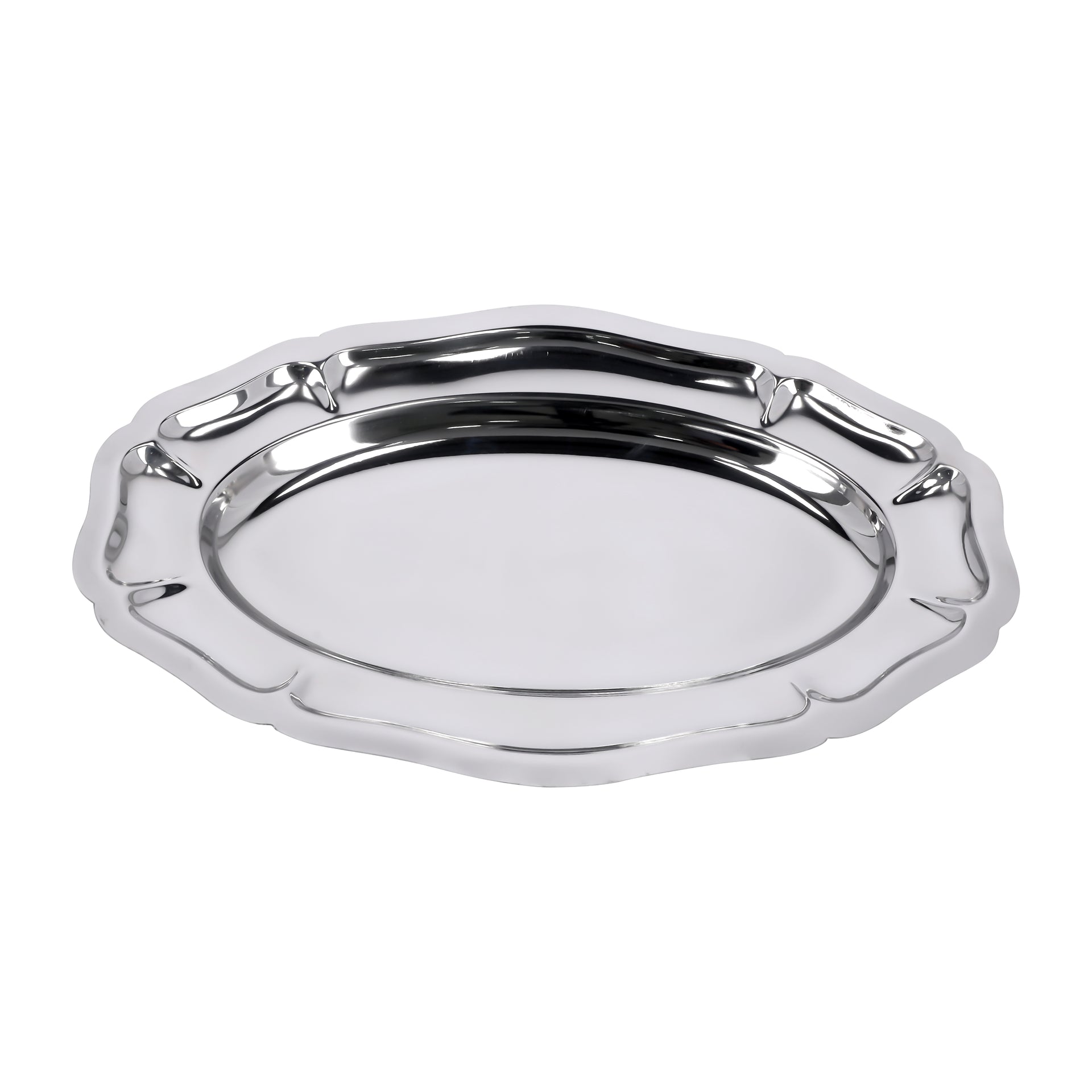 Premium-Quality Stainless Steel Light-Weight and Food-Grade Tray| Elegant Mirror-Finish Body and Durable Design| Perfect for Serving Food| Silver Silver 35cm