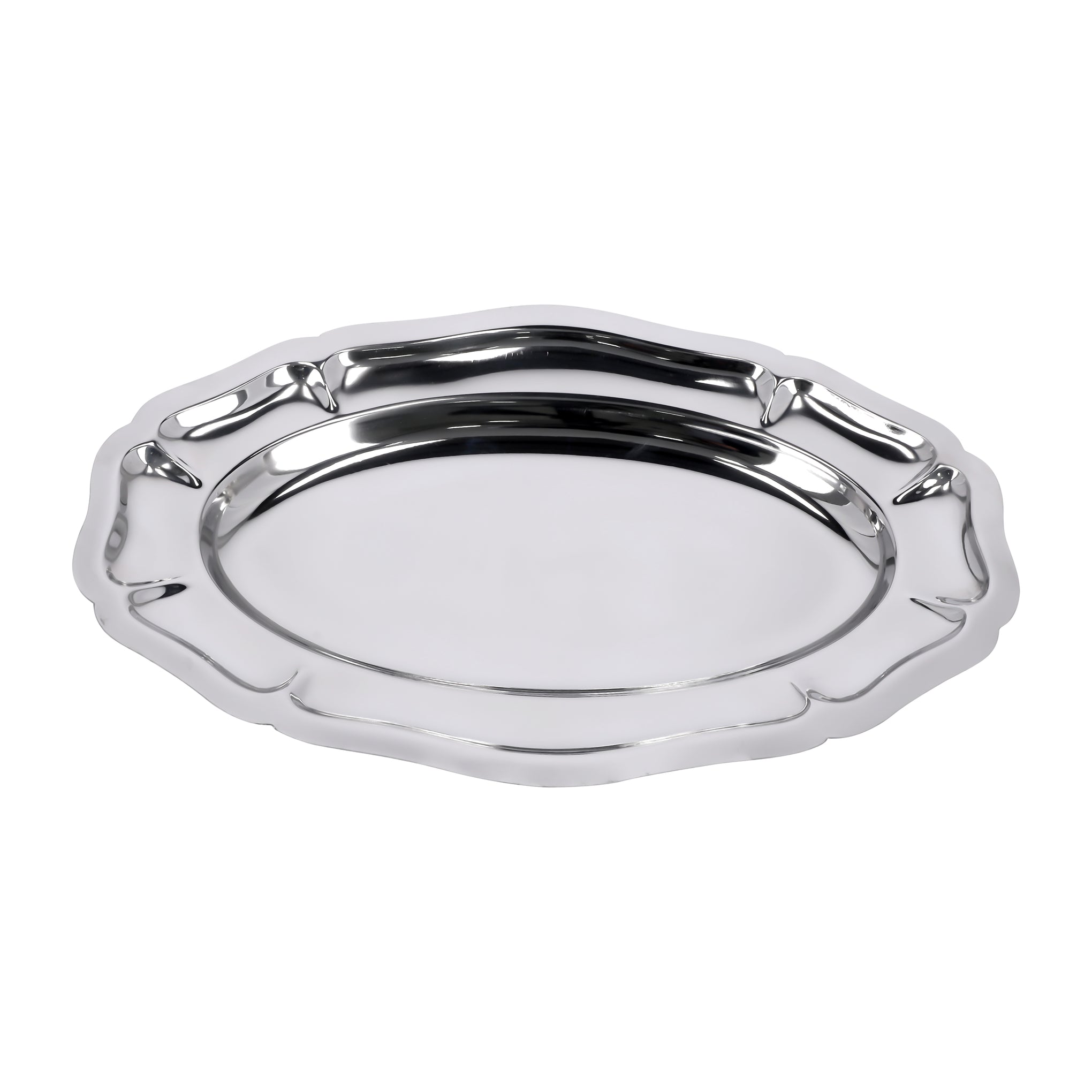 Premium-Quality Stainless Steel Light-Weight and Food-Grade Tray| Elegant Mirror-Finish Body and Durable Design| Perfect for Serving Food| Silver Silver 35cm