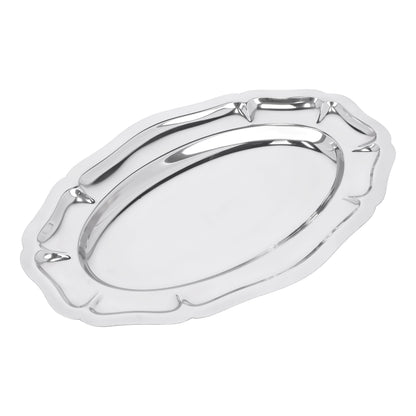 Premium-Quality Stainless Steel Light-Weight and Food-Grade Tray| Elegant Mirror-Finish Body and Durable Design| Perfect for Serving Food| Silver Silver 40cm