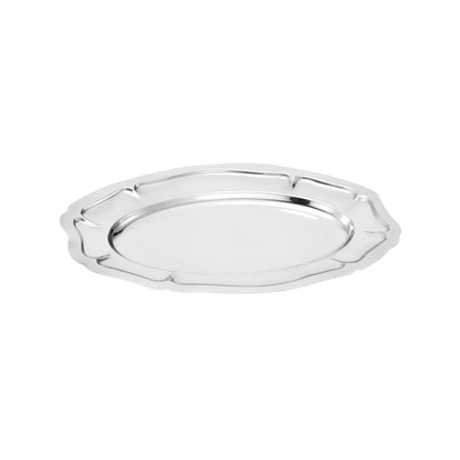 Premium-Quality Stainless Steel Light-Weight and Food-Grade Tray| Elegant Mirror-Finish Body and Durable Design| Perfect for Serving Food| Silver Silver 40cm