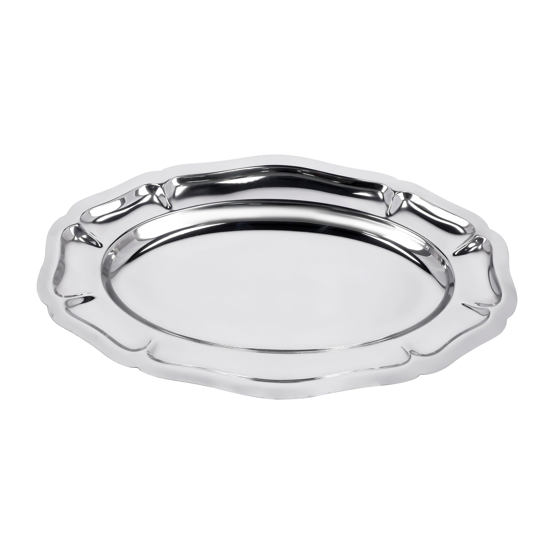 Premium-Quality Stainless Steel Light-Weight and Food-Grade Tray| Elegant Mirror-Finish Body and Durable Design| Perfect for Serving Food| Silver Silver 40cm