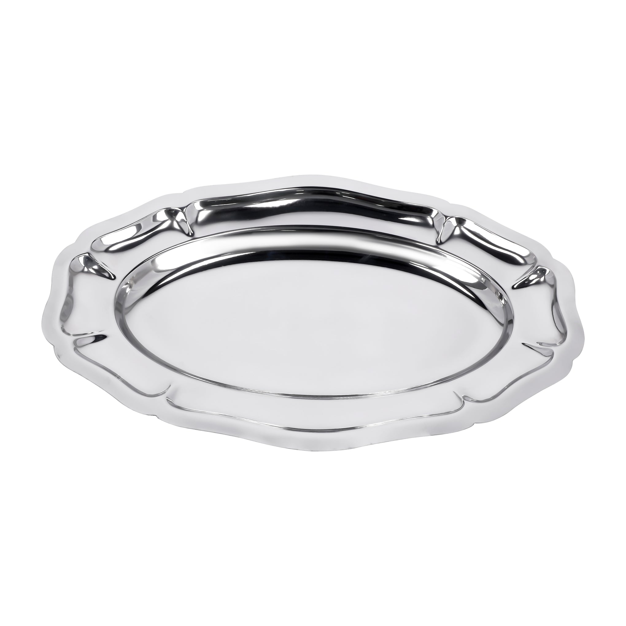 Premium-Quality Stainless Steel Light-Weight and Food-Grade Tray| Elegant Mirror-Finish Body and Durable Design| Perfect for Serving Food| Silver Silver 40cm