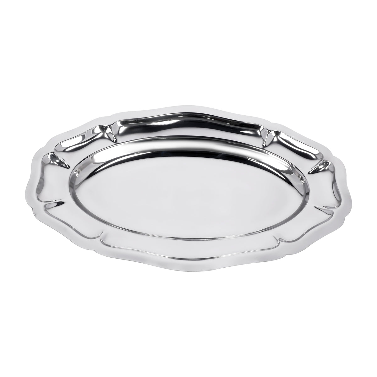 Premium-Quality Stainless Steel Light-Weight and Food-Grade Tray| Elegant Mirror-Finish Body and Durable Design| Perfect for Serving Food| Silver Silver 40cm
