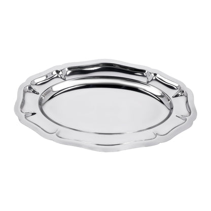 Premium-Quality Stainless Steel Light-Weight and Food-Grade Tray| Elegant Mirror-Finish Body and Durable Design| Perfect for Serving Food| Silver Silver 40cm