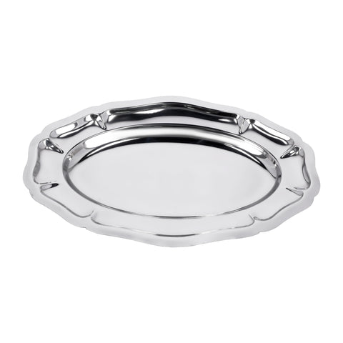 Premium-Quality Stainless Steel Light-Weight and Food-Grade Tray| Elegant Mirror-Finish Body and Durable Design| Perfect for Serving Food| Silver Silver 40cm