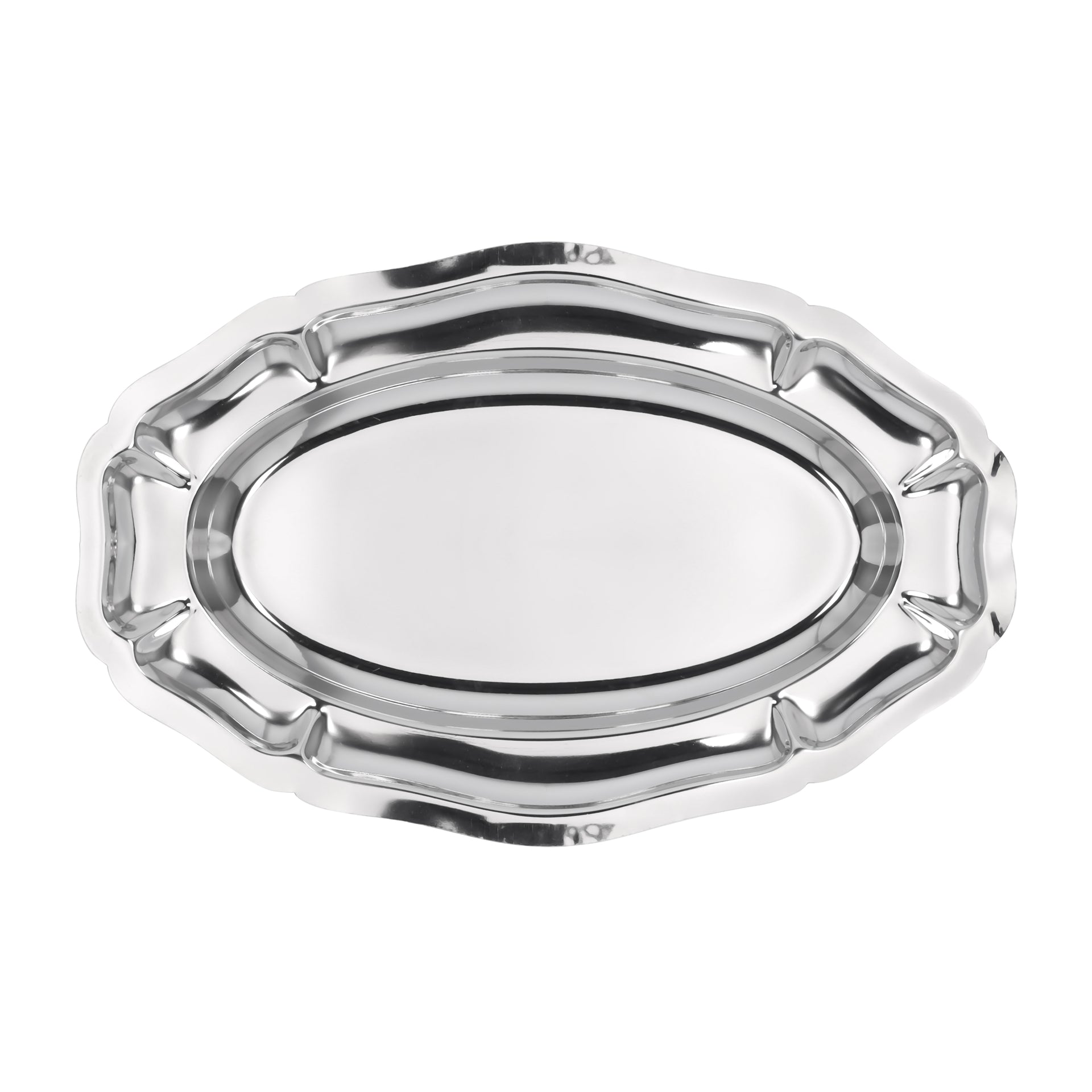 Premium-Quality Stainless Steel Light-Weight and Food-Grade Tray| Elegant Mirror-Finish Body and Durable Design| Perfect for Serving Food| Silver Silver 40cm
