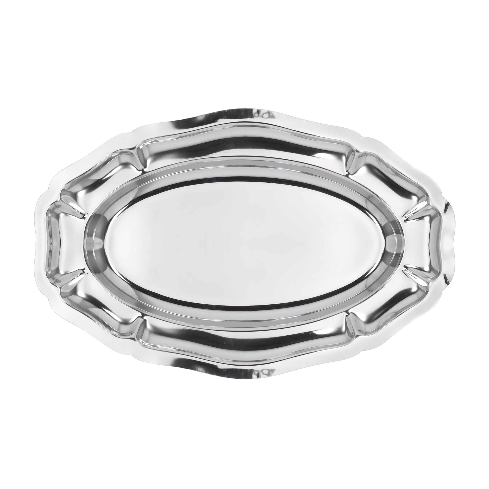 Premium-Quality Stainless Steel Light-Weight and Food-Grade Tray| Elegant Mirror-Finish Body and Durable Design| Perfect for Serving Food| Silver Silver 40cm