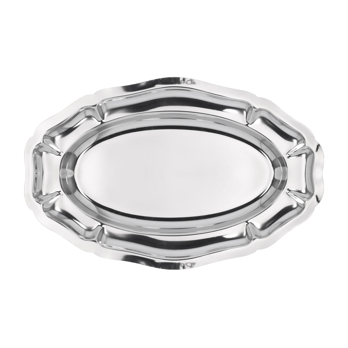 Premium-Quality Stainless Steel Light-Weight and Food-Grade Tray| Elegant Mirror-Finish Body and Durable Design| Perfect for Serving Food| Silver Silver 40cm