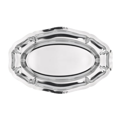 Premium-Quality Stainless Steel Light-Weight and Food-Grade Tray| Elegant Mirror-Finish Body and Durable Design| Perfect for Serving Food| Silver Silver 40cm