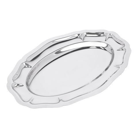 Royalford 45 CM Salad Tray- RF11637| Premium-Quality Stainless Steel, Light-Weight and Food-Grade Tray| Elegant Mirror-Finish Body and Durable Design| Perfect for Serving Food| Silver