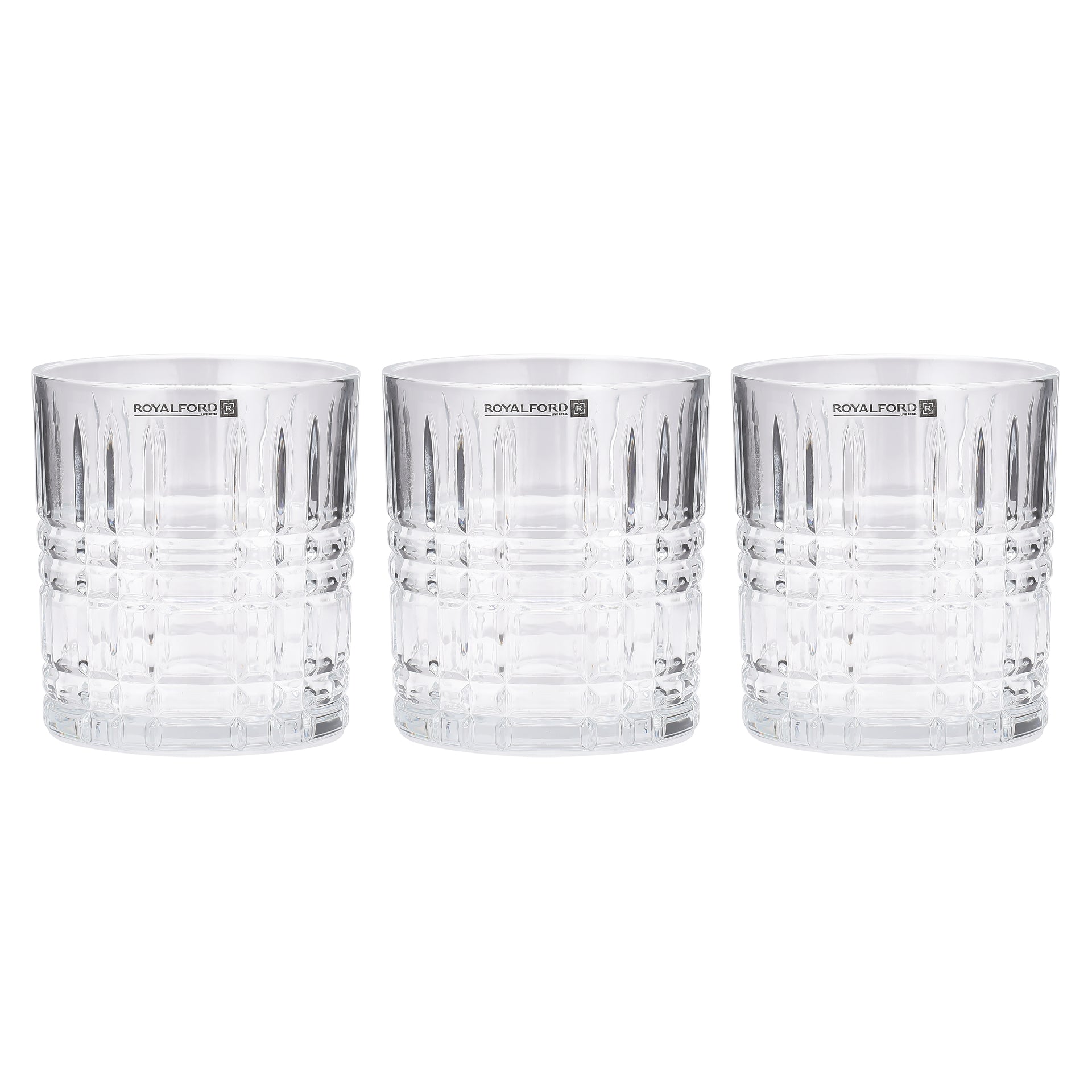Royalford 3PC Highball Tumbler Drinking Glasses - Cocktail/Juice Highball Glasses - Pint Beer Glass Set - Tall Glasses, 10.8/320ml - Pint Glasses for Drinking Beer/Water/Juice/Whisky/Wine