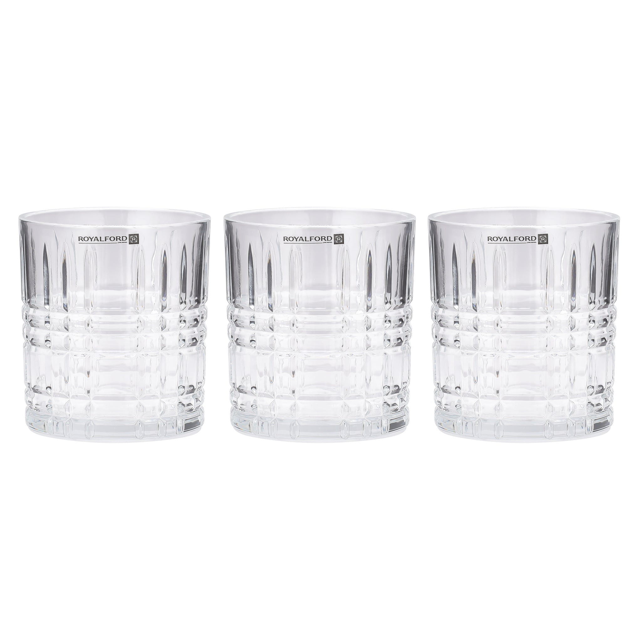 Royalford 3PC Highball Tumbler Drinking Glasses - Cocktail/Juice Highball Glasses - Pint Beer Glass Set - Tall Glasses, 10.8/320ml - Pint Glasses for Drinking Beer/Water/Juice/Whisky/Wine