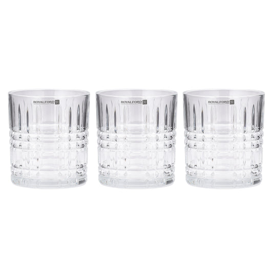 Royalford 3PC Highball Tumbler Drinking Glasses - Cocktail/Juice Highball Glasses - Pint Beer Glass Set - Tall Glasses, 10.8/320ml - Pint Glasses for Drinking Beer/Water/Juice/Whisky/Wine