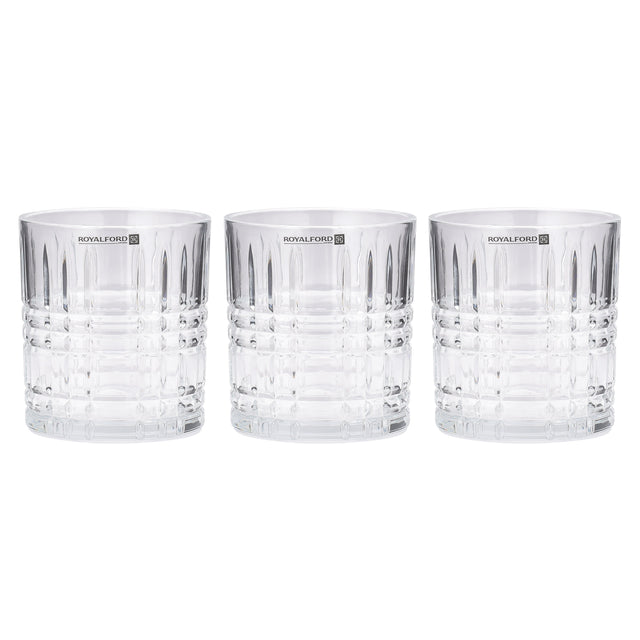Royalford 3PC Highball Tumbler Drinking Glasses - Cocktail/Juice Highball Glasses - Pint Beer Glass Set - Tall Glasses, 10.8/320ml - Pint Glasses for Drinking Beer/Water/Juice/Whisky/Wine