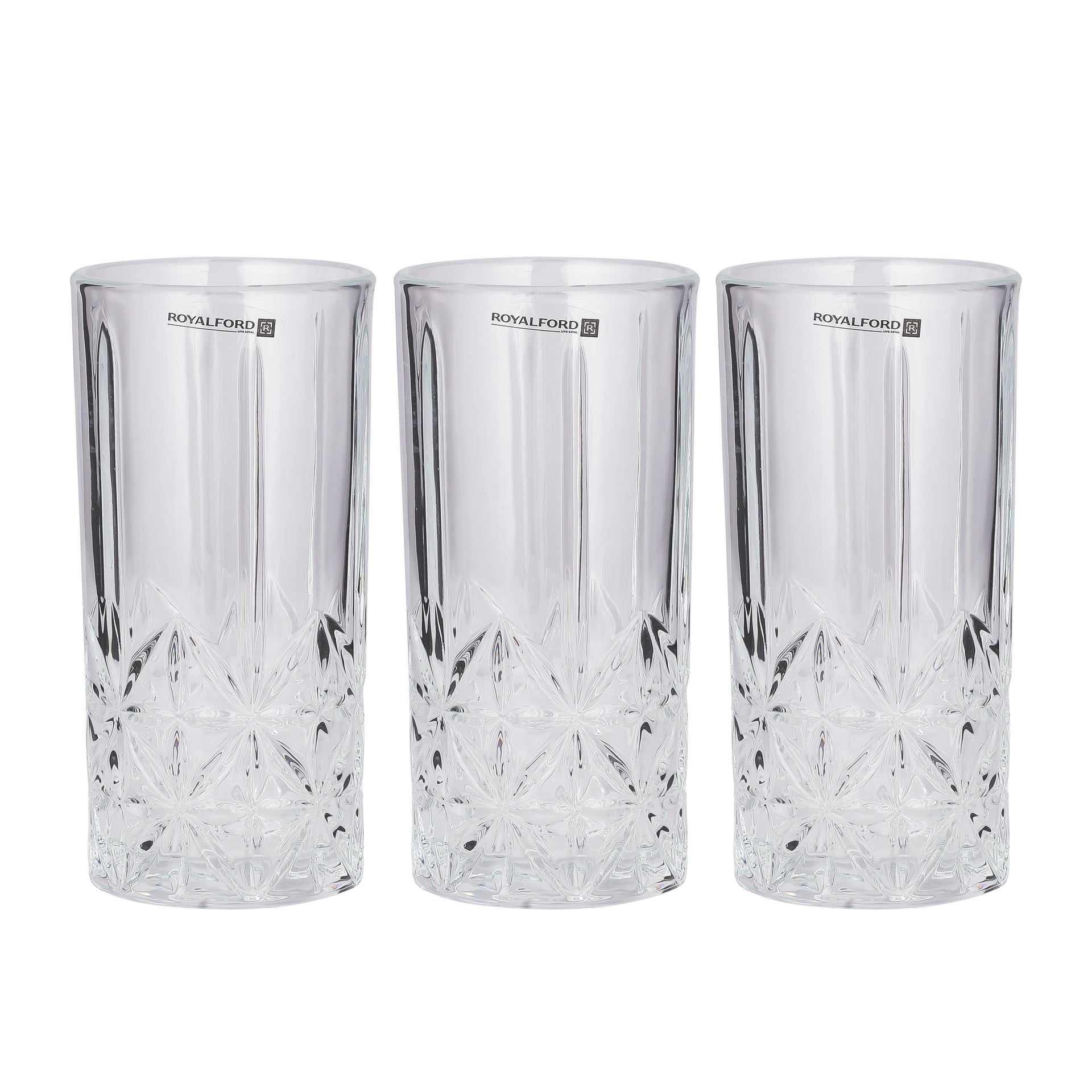 Royalford 360 ML (12.0 OZ) Transparent Glass Tumbler Set- RF11662 Multi-Purpose, Perfect for Hot and Cold Beverages like Tea, Coffee, Water Clear